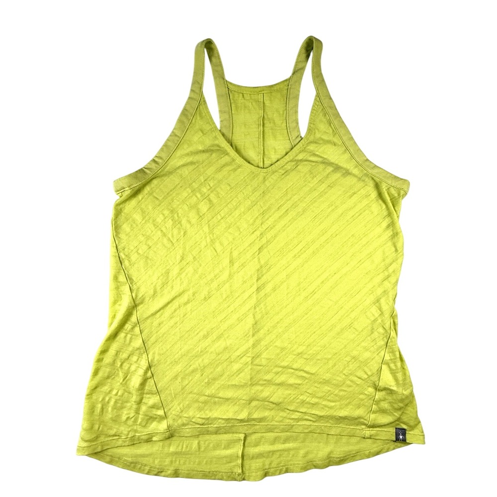 Smartwool Merino Wool 150 Tank Top Women M Lime Green Striped Racerback Active